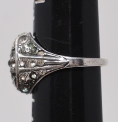Genuine 1920s Art Deco Sterling Silver & Paste Flapper Dome Ring sz. 6