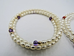 Set of 4 Freshwater Cultered Pearl Coil Wrap Bracelets Lot E5