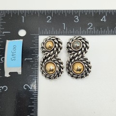 Vintage PARK LANE Swirl Clip-On Earrings 18k Gold & Silver Plate Plate On Card