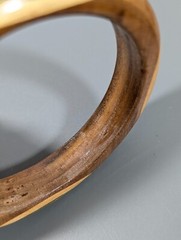 Vintage Boho Tribal Western Green Brown Wood Stripe Round Bangle Bracelet 8.5 in