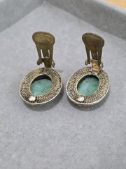 Antiqur Qing Dynasty China Export Jaditte Sterling Earrings