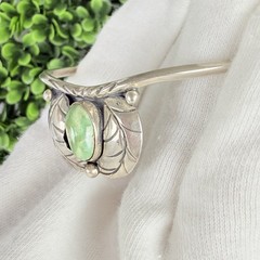 Vintage Silver Southwestern Style Green Turquoise Handmade Cuff Bracelet