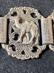 Signed SOUVENIR DE MAROC Bracelet Morocco Camels Sword Hand filigree 7.25″ wrist