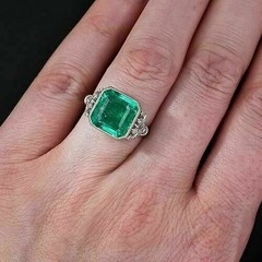 4.90 Ct Natural Emerald Art Deco Vintage Engagement Ring 925 Sterling Silver