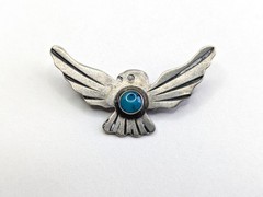 Vtg Handmade Navajo Fred Harvey Era Sterling Silver Thunderbird Turquoise Brooch
