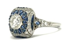 Vintage Art Deco CZ Lab Created Diamond Gorgeous Engagement 925 Silver Gift Ring