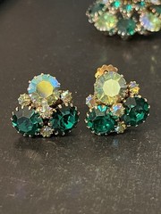 Weiss Emerald Green & Aurora Borealis Set (Brooch, Bracelet, & Earrings)