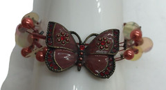 Vintage VCLM Bracelet Butterfly Rhinestone Colorful Boho Anklet fairy cottage