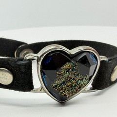 Black Suede Heart Bracelet Gothic Y2K Statement Boho Festival Jewelry Gift Idea