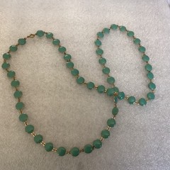 Vintage Double Sided Sage Green Enamel Discs Necklace