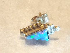 VINTAGE PIERCED EARRINGS~SILVER TONE/BLUE Multicolor Faux STONE – .25 x .50 in