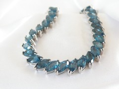 Sterling Silver 925 Natural Heated London Blue Topaz Tennis Bracelet 7.5″