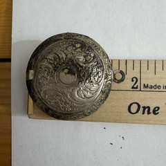 Antique Locket Floral Engrave Photo Pendant 1-3/4 Inch 14g German Silver