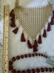 18 Pc Large Lot Vintage Costume Statement Jewelry Burgundy Green Blue Bracelets