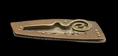 Vintage Modernist Artisan Mixed Metal Dancing Figure Signed Brooch Pin 1990s