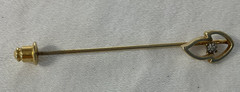 Used Vintage Gold Tone Leaf with a faux Diamond Stone Hat Or Stick Pin 2″
