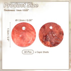 30Pcs Capiz Shells 1.5cm/0.6″ Round Brown Shells for Crafts, Brown