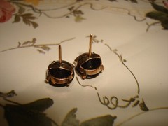 Vintage Collectible Unique 14k Yellow Gold Smokey Quartz Stud Pierced Earrings