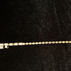 Vintage Clear Rhinestone Statement Tennis Necklace, Box Chain, 15″ Silver Tone