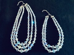 LOT of 2 Vintage 2 & 3 Strands 1950’s Aurora Borealis Necklaces – Never Worn!!