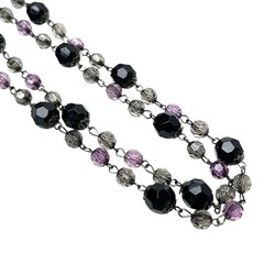 Rhinestone Necklaces Lot 2 Translucent Purple Black Faceted Sparkly Beaded Long