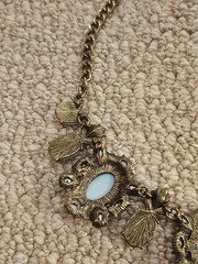 SUGARFIX Brass Blue White Bead Scoop Necklace