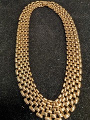 Vintage Classic Panther Chain Link Statement Goldtone Chocker Necklace