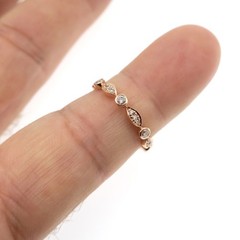 14k Solid Rose Gold Natural Diamond 2.75mm Band Ring Size 6.75
