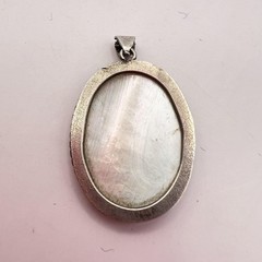 Antique Old Hand Carved Natural Shell Woman’s Jewelry Pendant Cameo Silver 900