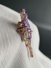 Lavender Clear Rhinestones Bouquet Brooch gold-tone