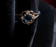 Vintage BLUE & Clear COLOR STONE RING