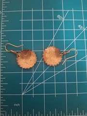 Vintage Southwestern Style Scalloped Concho Star Motif Copper Drop Earrings 1″