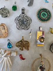 Vintage/ Modern Pendant lot of over 20 pieces. Glass, metal