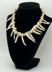 Vintage Shell Spikes And Sliced Curly Shells Beach Surfer 16” Necklace Tribal
