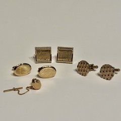 Lot of 4 Assorted Vintage Gold Tone Bullet Back Cufflinks and Tie Tack