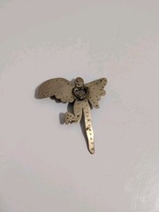 Vtg Brass Tone Fairy Angel W/ Heart Pin Brooch Mystical Pixy Unmarked