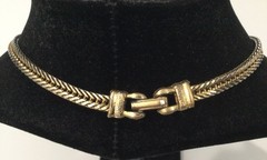 Vintage 1950s Selro Selini Princess Face Slide Bolo Necklace Gold Tone Statement
