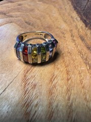 Vintage Sterling Silver 925 Rainbow CZ Channel Set Band Ring Size 6.5 6.30g