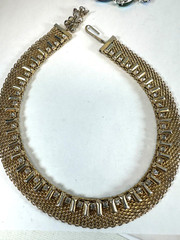 Vintage Necklace Hattie Carnegie Panther Link Rhinestone Collar Signed 15 in