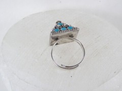Vintage Taxco Mexico Turquoise Cannetille Sterling Silver Pyramid Ring 8