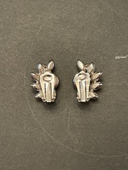 Large WEISS Smoky Gray Clear Crystal Rhinestone Brooch & Clip Earrings SET