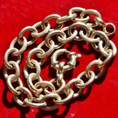 14k two-tone gold bracelet 7.5″ rolo link charm Italian handmade 6.25g N2718C
