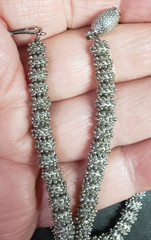 Silver Toned Metal Spiked Beads Vintage Necklace Jewelry Gift