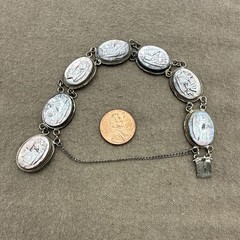 VTG 800 Silver & Gold Italy Carved Cameo Bracelet 7 Greek Gods Days Week 7.25”