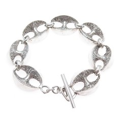 800 Silver Vintage Italy Anchor Mariner Link Oxidized Bracelet 6.75″