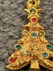 Pair Of Vintage gold toned Mode ART SIGNED Christmas Tree Earrings