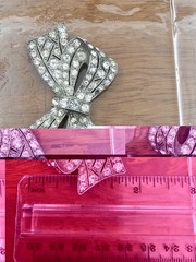 Vintage 1930s Art Deco Pot Metal Rhinestone Bow Brooch Pin Unsigned Beauty⁹