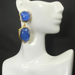 Vintage Royal Blue Earrings – Elegant Court Style Accessories