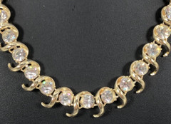 VTG Gold Tone Collar Necklace Rhinestones Adjustable Length Mid-Century Coro??