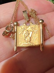 UNIQUE VINTAGE 14K TORAH 10 COMMANDMENTS MOSES PENDANT NECKLACE MADE IN ISRAEL